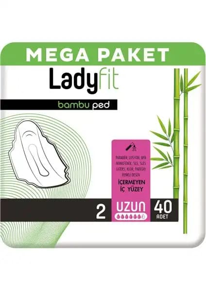Ladyfit Bambu Ped Mega Uzun 40'lı Paket Günlük Kullanım İçin Güvenilir ve Doğal Ped