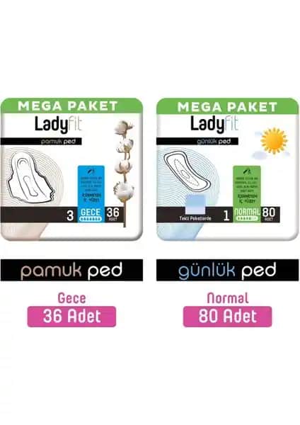 Ladyfit Pamuk Ped Mega Gece ve Günlük Pedler: Yüksek Emicilik ve Konfor Sunar
