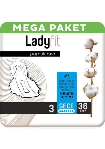 Ladyfit Pamuk Ped Mega Gece: Yüksek Emicilik ve Konfor Sunan Kadın Pedleri