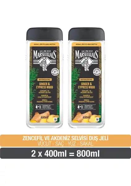 Le Petit Marseillais Zencefil ve Akdeniz Selvisi İçerikli Erkekler İçin Doğal Duş Jeli