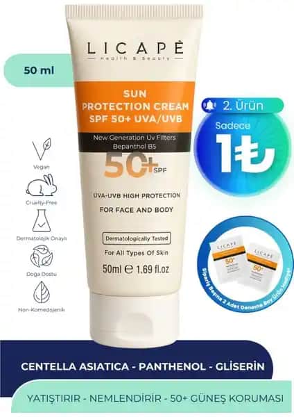 Licape Çok Yönlü Yüksek Korumalı SPF 50 Güneş Kremi - Hassas ve Tüm Ciltler İçin Güçlü Koruma