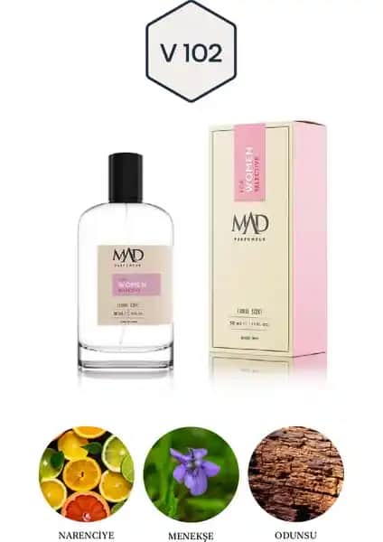 Mad Parfüm Mad V102 Seçici 50 ml Kadın Parfümü Zarif ve Çekici Koku Deneyimi İçin