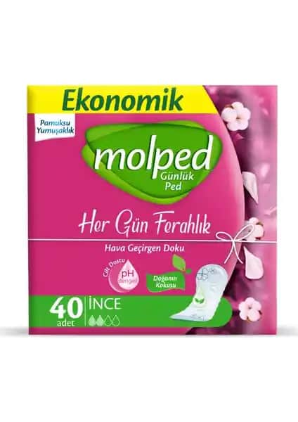 Molped Günlük Ped 40'lı Paket ile Günlük Konfor ve Doğal Tazelik Sağlayın