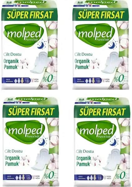 Molped Pure Soft Gece Hijyenik Pedleri 18'li Paketle Yüksek Konfor ve Güvenlik