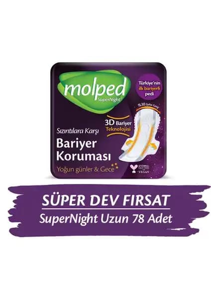 Molped SüperNight Hijyenik Ped: Yüksek Emicilik ve Güvenlik Sağlayan Gece ve Günlük Kullanım Ürünü