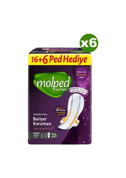 Molped Süpernight Süper Gece Dev: Yüksek Emiciliğe Sahip Güvenli Gece Pedleri