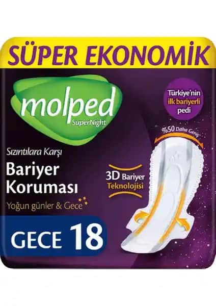 Molped Supernight Uzun Süper Ekonomik Ped ile Gece Güvenliği ve Konforu Sağlayın