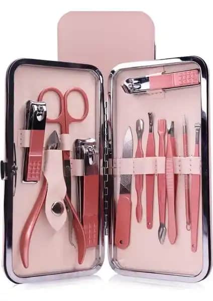 Müjgan Deri Bej Çantalı Pembe Çelik Manikür Seti: Pratik ve Şık Kişisel Bakım Çözümü