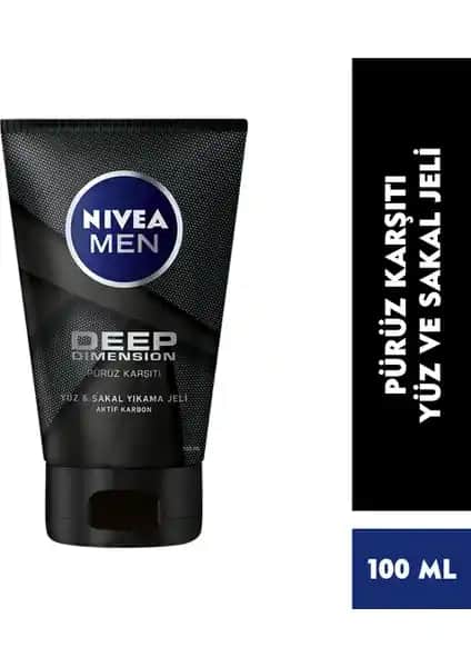 Nivea Men Deep Dimension Yüz ve Sakal Temizleme Jeli Aktif Karbon İçeriğiyle Derinlemesine Temizlik