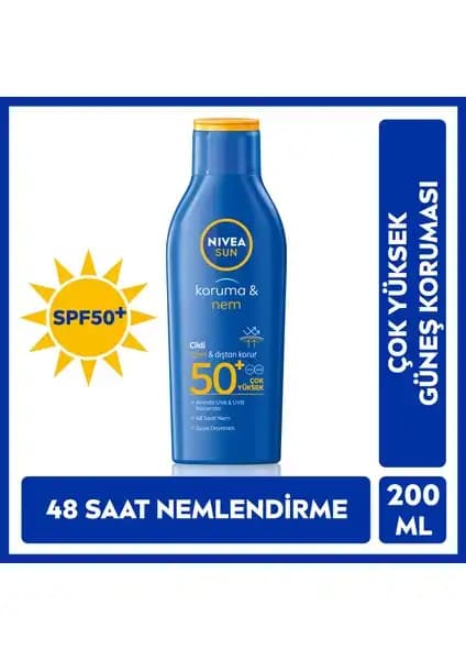 Nivea Sun SPF50+ Güneş Koruyucu ve Nemlendirici Losyonu Hassas Ciltler İçin Uygun Çevre Duyarlı Formül