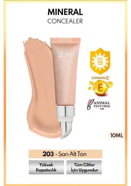 Note Cosmetics Mineral Concealer SPF 15 Göz Çevresi için Yüksek Kapatıcılık ve Doğal Görünüm Sağlar
