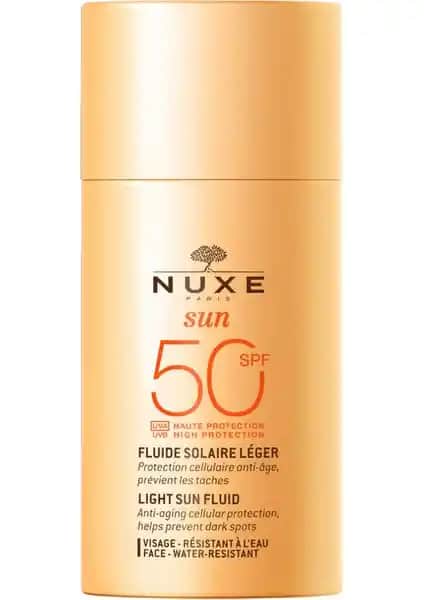 Nuxe Sun Light Fluid High Protection SPF50 ile Güneşten Korunan ve Parlak Cilt Yüzeyi