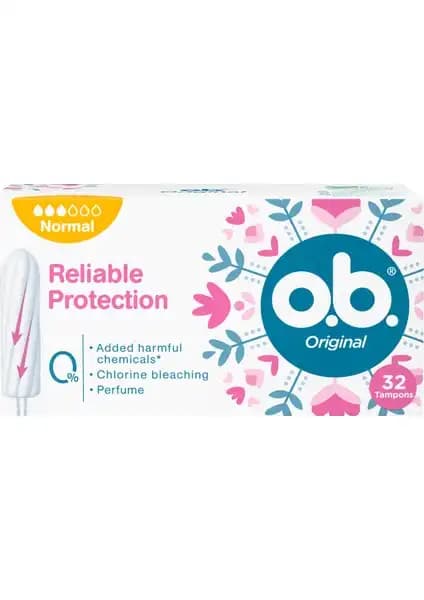 O.B. Original Normal Tampon 32'li Paket Günlük Konfor ve Güvenlik Sağlayan Kadın Hijyen Ürünü