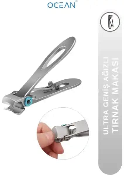 Ocean Ultra Geniş Ağızlı Paslanmaz Tırnak Makası Kalın ve Mantarlı Tırnaklar İçin Profesyonel Kullanım