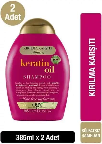 OGX Kırılma Karşıtı Keratin Oil Sülfatsız Şampuan Saç Güçlendirme ve Parlaklık İçin