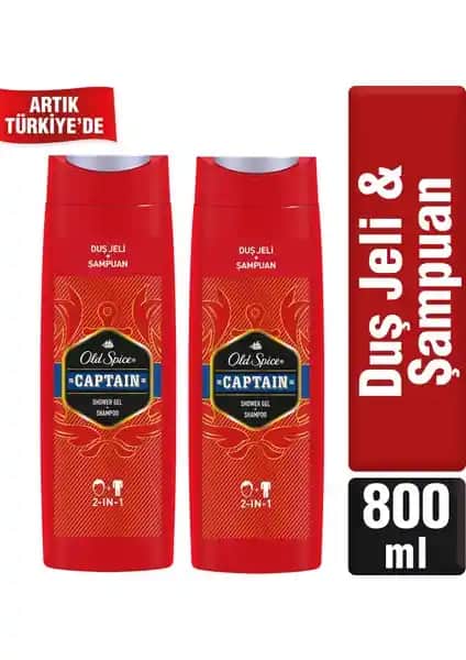 Old Spice Captain Duş Jeli ve Şampuan Erkekler İçin Deniz Esintili Temizlik Ürünü