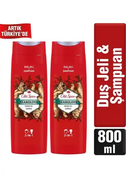 Old Spice Duş Jeli ve Şampuan 400 ml Bearglovex2 Erkekler İçin Çok Fonksiyonlu Temizlik Ürünü