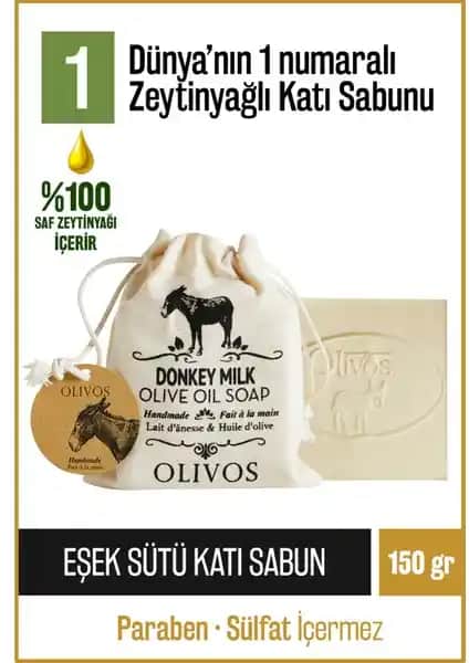 Olivos %100 Doğal Eşek Sütü ve Zeytinyağlı Sabun Cilt Sağlığı ve Temizliği İçin