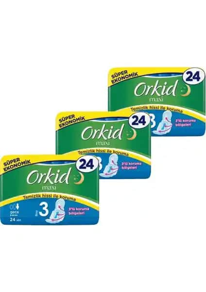 Orkid Maxi 3 Gece Hijyenik Ped: Yüksek Emicilik ve Güvenli Gece Koruma Çözümü