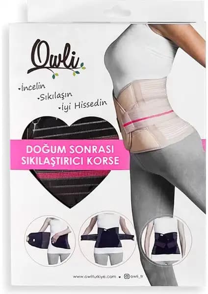 Owli Doğum Sonrası Korse Siyah XL/XXL Kadınlar İçin Güçlü Destek ve Konfor Sunar