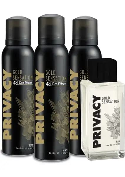 Privacy Gold Man EDT Erkek Parfüm ve Deodorant Seti Türkiye Menşeli Kalite ve Şıklık