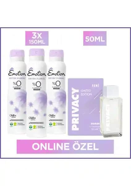 Privacy Women Limited Edition Edt ve Emotion Detox Floral Deodorant Seti Türkiye Üretimi Kadınlar İçin Hafif ve Ferah Koku