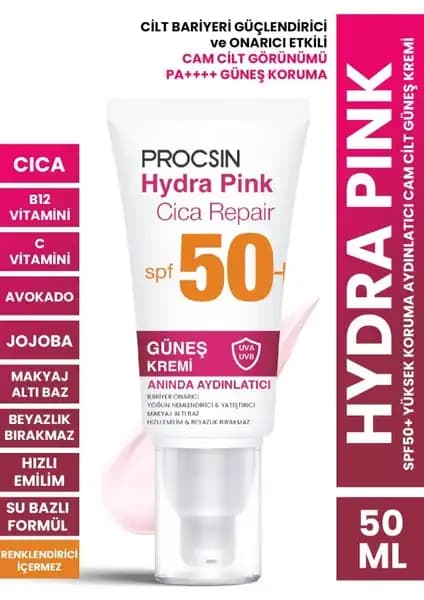 Procsin Hydra Pink Renkli Güneş Kremi SPF50+ ile Cilt Koruma ve Nemlendirme Özellikleri
