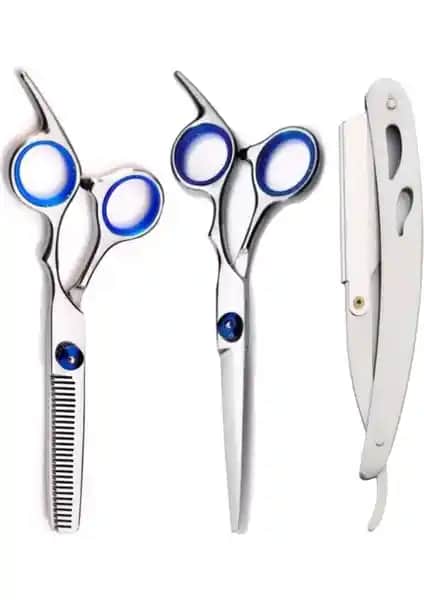 Qualis Shave U3 Full Metal Ustura ve M8 Kesme ile Inceltme Makas Seti Profesyonel Berberler İçin