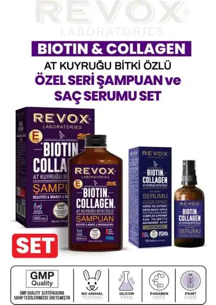 Revox Biotin ve Collagen At Kuyruğu Bitki Özlü Saç Bakım Seti ile Saçlarınızı Güçlendirin