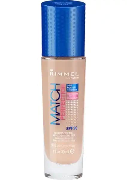 Rimmel London Match Perfection Fondöten 10 Light Porcelain: Açık Tenler İçin Doğal ve Hafif Makyaj Ürünü
