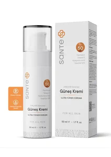 Sante Plus Su Bazlı Leke Karşıtı SPF 50+ Yüz Güneş Kremi Günlük Koruma ve Cilt Sağlığı