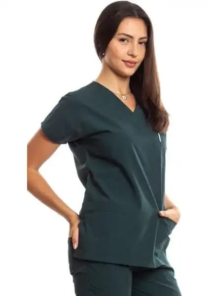 Simirna Cerrahi Üniforma Hemşire ve Doktor Scrubs Avcı Yeşili Rahat ve Dayanıklı
