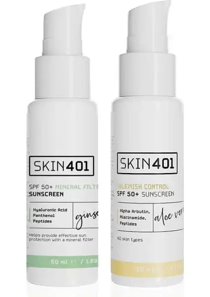Skin401 Mineral Filtre ve Leke Karşıtı Güneş Kremi Seti: Hassas ve Lekeli Ciltler İçin Güçlü Koruma