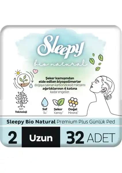 Sleepy Bio Natural Premium Plus Günlük Ped 32 Adet Uzun Pedler Türkiye Üretimi