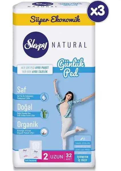 Sleepy Natural Günlük Ped Uzun 3X32 Adet - Yüksek Kalite ve Konfor Sunan Hijyen Ürünü