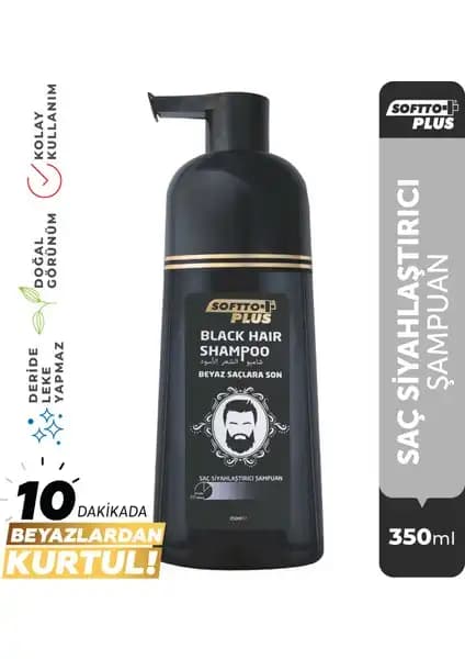 Softto Plus Erkekler İçin Bitki Özlü Saç Siyahlaştırıcı Şampuan Doğal ve Hızlı Renk Değişimi Sağlar