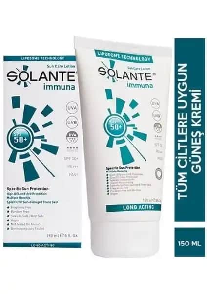 Solante İmmuna SPF 50+ Güneş Koruyucu Losyon: Yüksek Koruma ve Nemlendirme Özelliğiyle Güvenilir Güneş Kremi