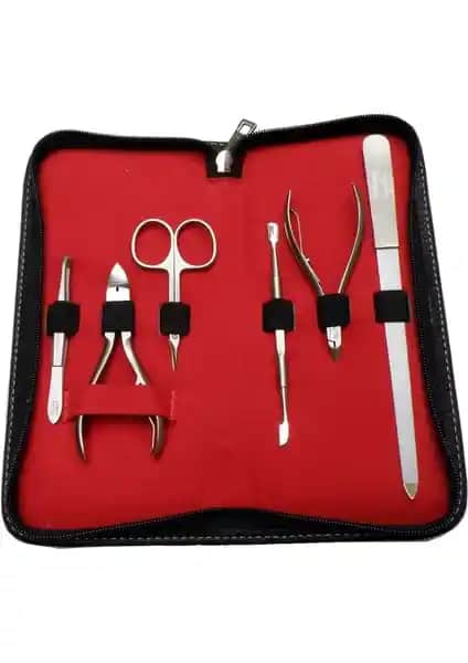 Solingen HB 4333 Profesyonel Manikür Seti Siyah Kırmızı Detaylar ile Şık ve Dayanıklı