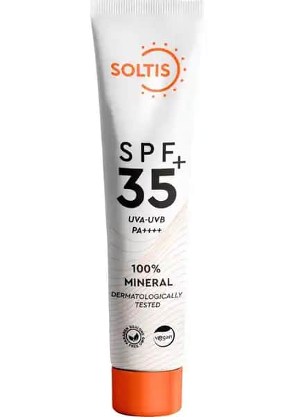Soltis % 100 Mineral Güneş Koruyucu Krem SPF35+ PA++++ Güçlü ve Güvenilir Koruma
