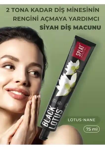 SPLAT Beyazlatıcı Siyah Lotus Diş Macunu 75 ml ile parlak ve sağlıklı gülüşler sağlayın
