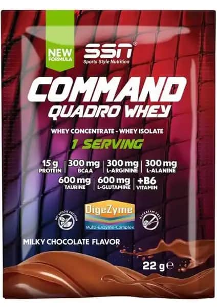 SSN Command Quadro Whey Çikolata Aromalı 22g Tek Sachet Sporcu Protein Takviyesi