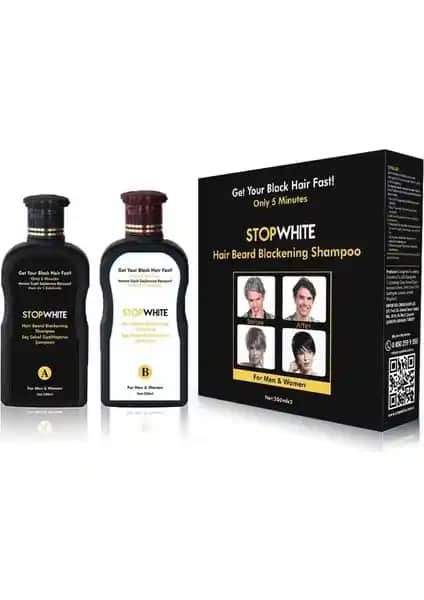 Stop White Stopwhite Siyahlaştırıcı Şampuan Seti 400 Ml ile Doğal ve Kalıcı Siyah Renk