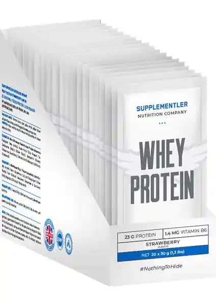 Supplementler Whey Protein 30 Gr Tek Kullanımlık - Çilek Aroması Sağlıklı Kas Gelişimi