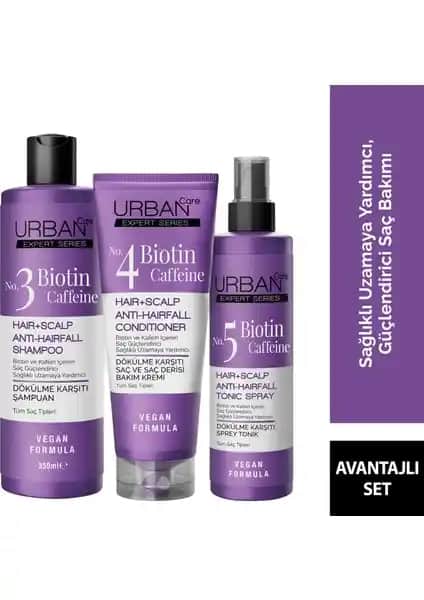 Urban Care Expert Biotin ve Kafein Serisi Saç Bakım Seti Saç Dökülmesini Önler ve Sağlıklı Uzamayı Destekler