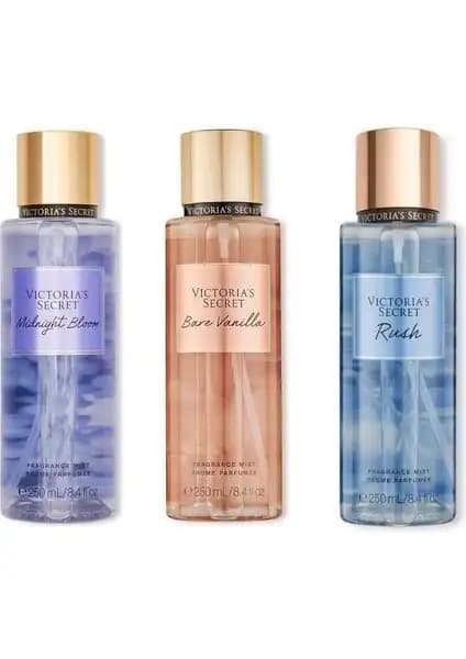 Victoria's Secret Üçlü Vücut Spreyi Seti: Farklı Aromalar ve Çekicilik İçin Tercih Edilen Parfüm Koleksiyonu