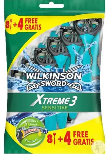 Wilkinson Sword Xtreme 3 Sensitive 8+4: Hassas Ciltler İçin Güvenli ve Konforlu Tıraş Bıçağı