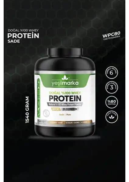 Yeşilmarka Doğal Whey Protein Tozu Sade 1540 Gram Sağlıklı ve Doğal Protein Takviyesi