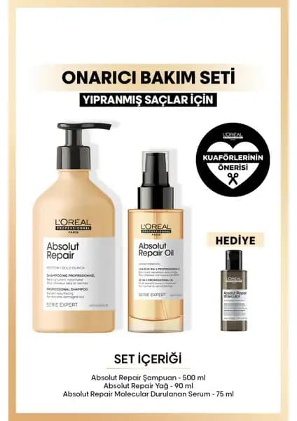Yıpranmış Saçlar İçin Etkili Onarıcı Bakım Seti L'Oréal Professionnel Serie Expert Absolut Repair