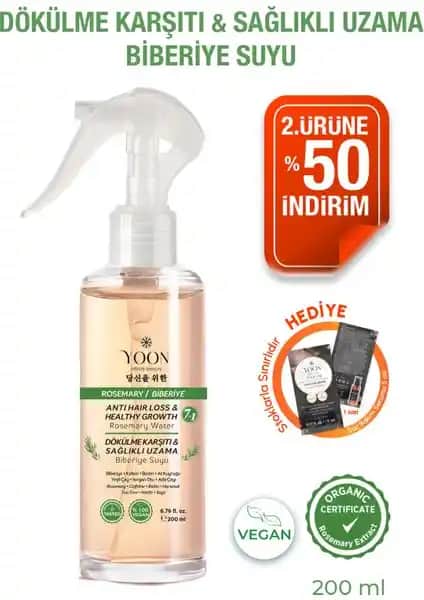 Yoon Saç Sağlıklı ve Hızlı Uzamasını Destekleyen 7 Aktifli Biberiyeli Bakım Suyu 200ml