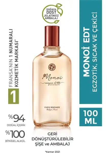 Yves Rocher Monoi Edt 100ml Tropikal Çiçeksi Parfüm Doğal ve Kalıcı Yaz Kokusu